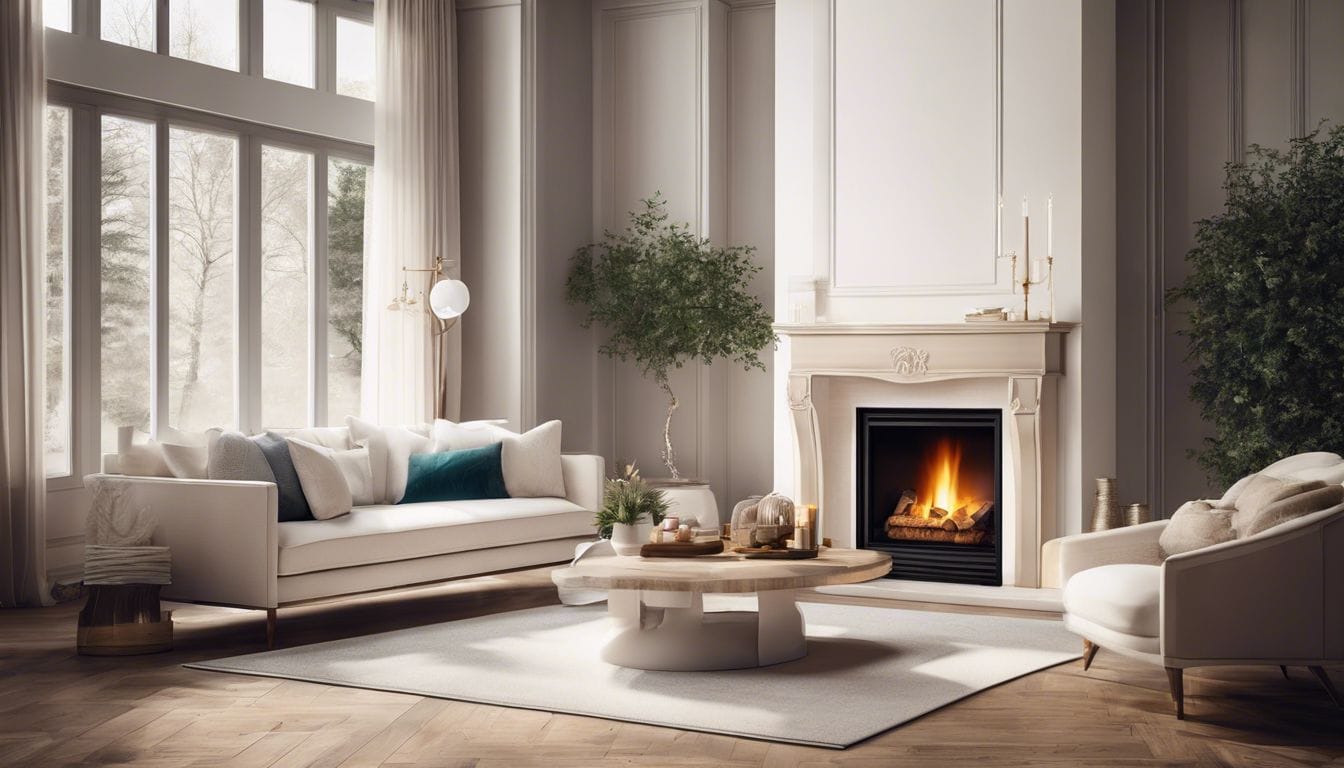 Een comfortabele open haard omringd door smaakvol ingerichte woonkamer.