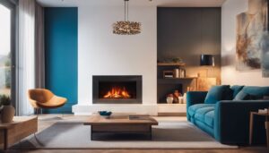 Een comfortabele woonkamer met een moderne Coolblue openhaard en gezellig meubilair.