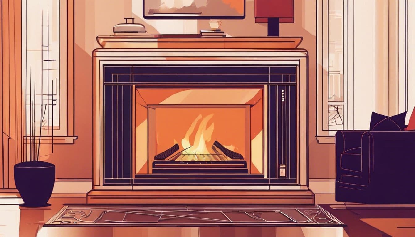 Een persoon vergelijkt verschillende modellen gasverwarmers in een gezellige woonkamer.