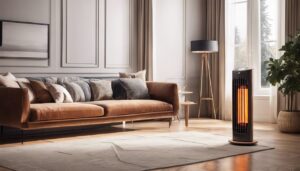 Verschillende elektrische kachels netjes georganiseerd op een comfortabele woonkamervloer.