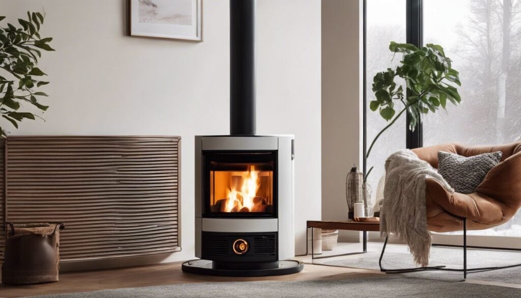 Een gezellige woonkamer met de Kero 3 0kw 360 petroleum kachel.