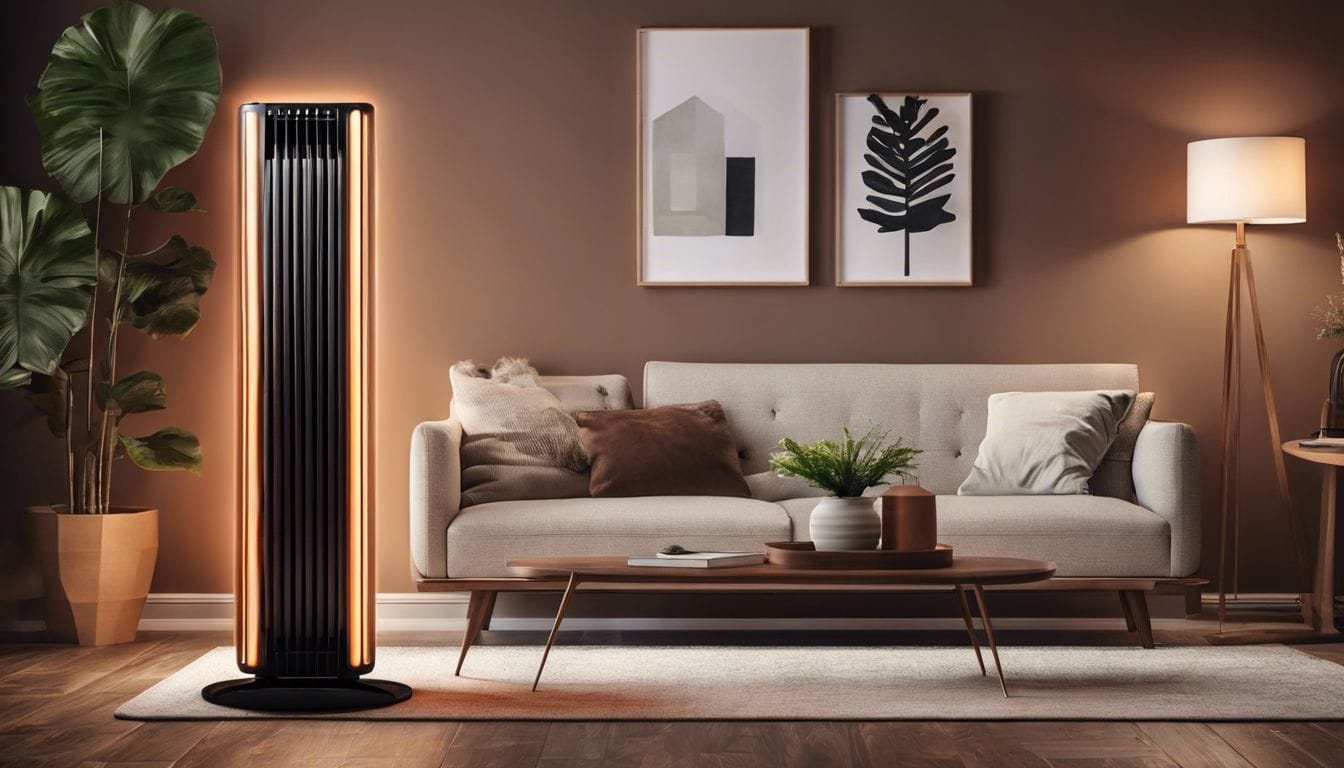 Een selectie van trendy olieverwarmers getoond in een gezellige woonkamer. Een selectie van trendy olieverwarmers getoond in een gezellige woonkamer.