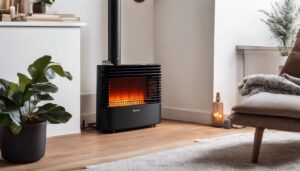 Een gezellige woonkamer met Pelgrim Bambino olieverwarming voor ontspanning.