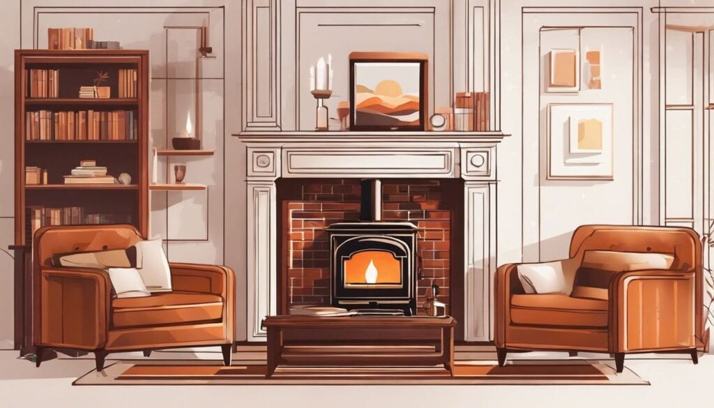 Een comfortabele woonkamer met gezellig meubilair en warme kleuren en texturen.