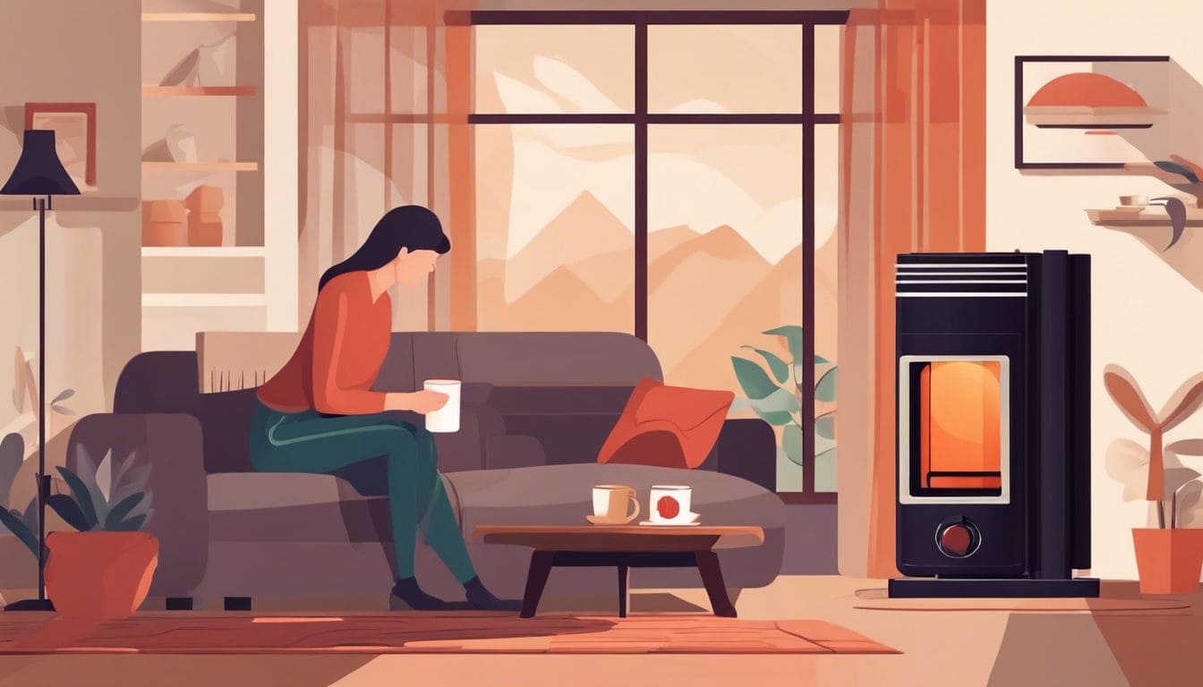 Een persoon vergelijkt olie kachels in een gezellige woonkamer, genietend van warmte en comfort.