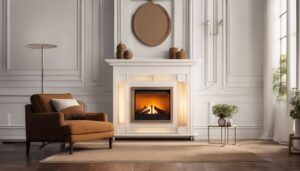 Een comfortabele woonkamer met een Qlima petroleumkachel als middelpunt.