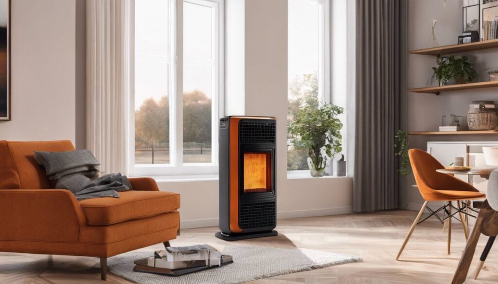 Een gezellige woonkamer met een stralende Qlima R 8128S C-2 petroleumkachel.