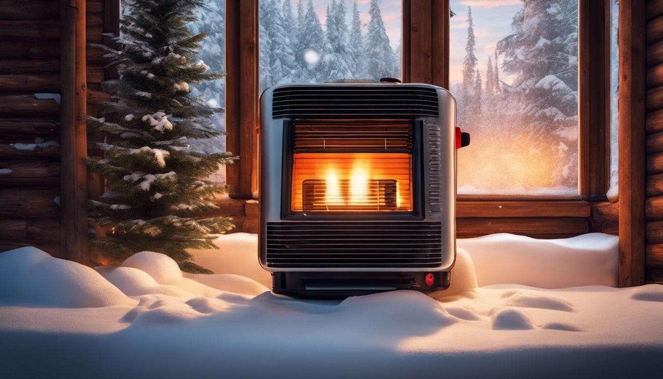 Een persoon wordt gezellig naast de Zibro Kamin RCA 66 petroleumkachel in een winterhut.