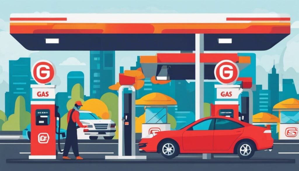 Een persoon tankt benzine bij een pompstation.