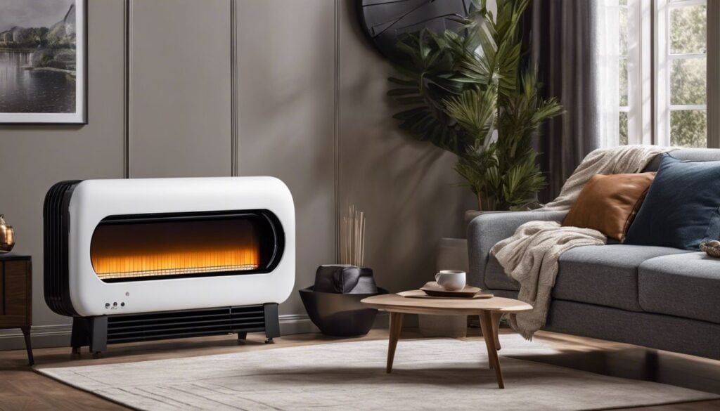 Een persoon stelt de Qlima SRE3531C2 oliekachel in een gezellige woonkamer.