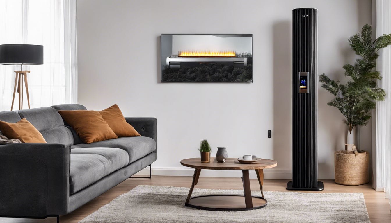 Een verscheidenheid aan Qlima petroleumkachels tentoongesteld in een gezellige woonkamer setting.