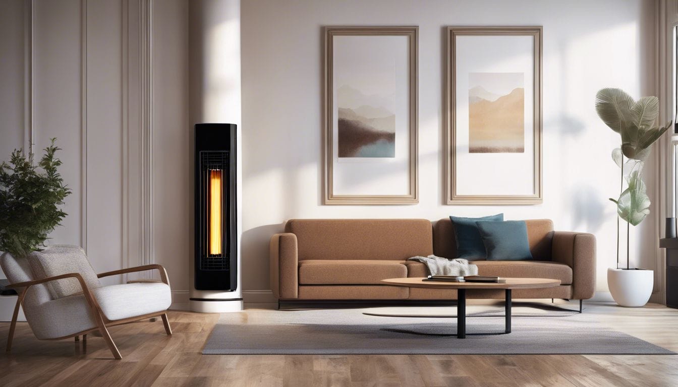 Een modern, stijlvolle olieverwarmer in een gezellige, goed geventileerde woonkamer met minimalistische decoratie. Een modern, stijlvolle olieverwarmer in een gezellige, goed geventileerde woonkamer met minimalistische decoratie.