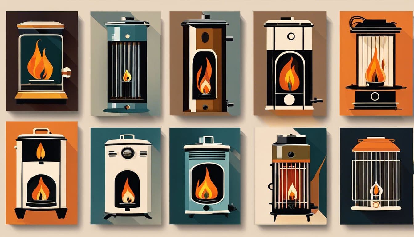 Een selectie van kerosinekachel lonten wordt tentoongesteld met verschillende specificaties.