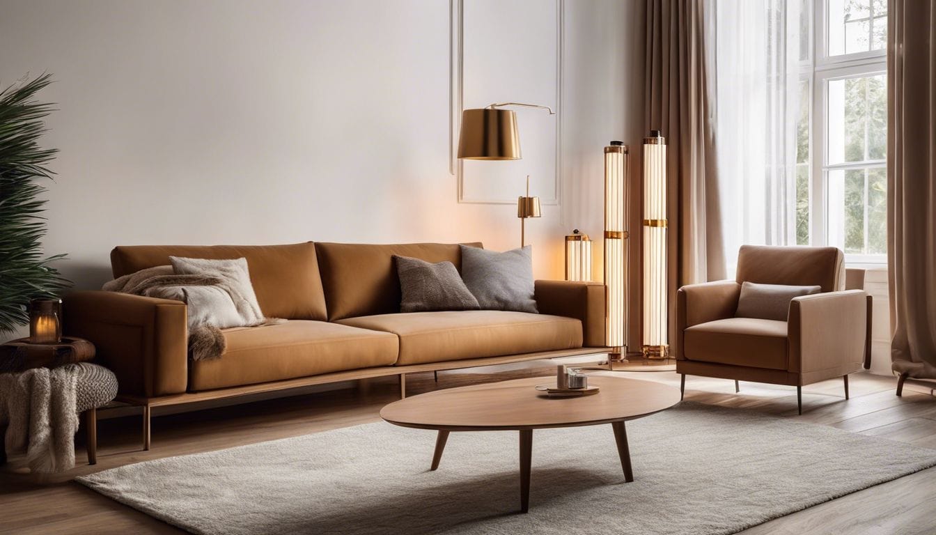 Een verscheidenheid aan olie kachels tentoongesteld in een gezellige woonkamer, met een focus op het strakke ontwerp en functionaliteit.