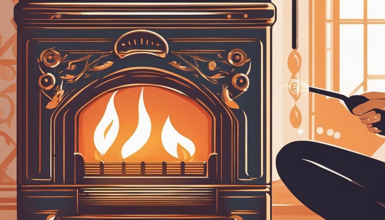 Iemand past oliekachel aan voor gezellige sfeer. Iemand past oliekachel aan voor gezellige sfeer.