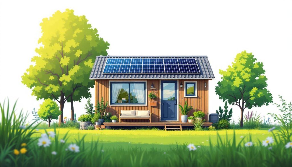 Een duurzaam off-grid huisje in het Nederlandse platteland.