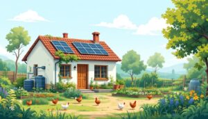 Een duurzame, off-grid boerderij in Portugal met zonne-energie en regenwateropvang.