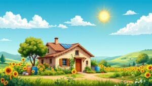 Een duurzame stenen huisje in het Spaanse platteland.