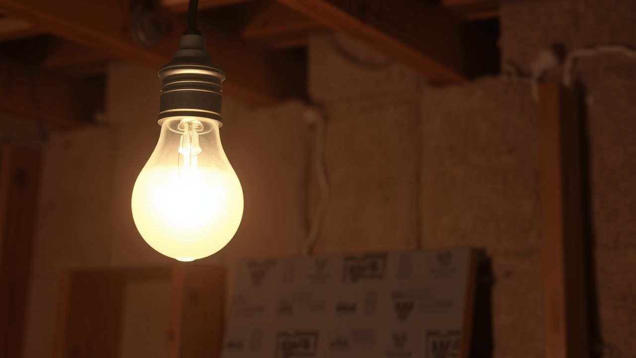 Een moderne LED-lamp wordt ge&iuml;nstalleerd in een oude kamer.