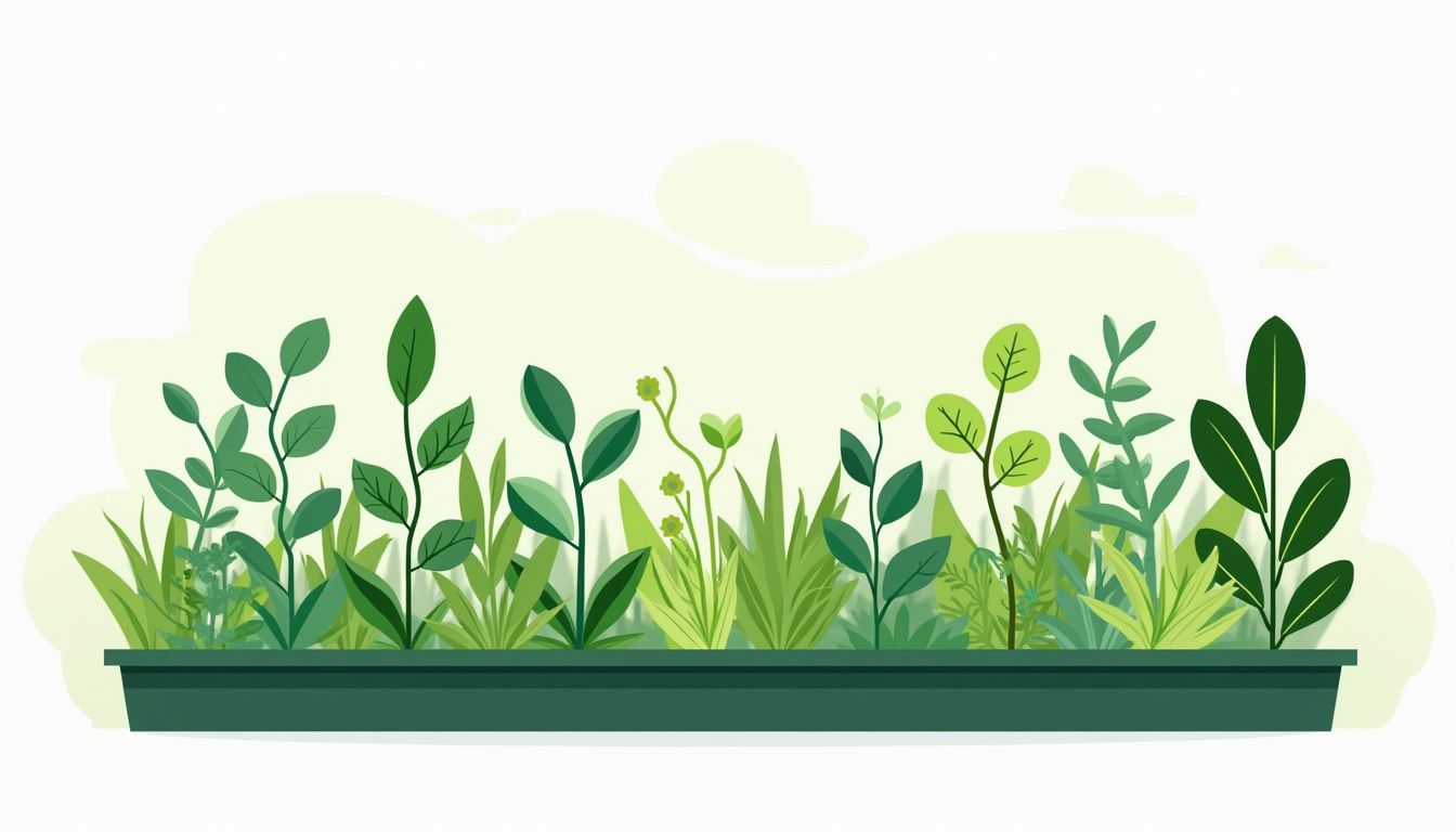 Een minimalistische flat vector illustratie van een balkon moestuin.