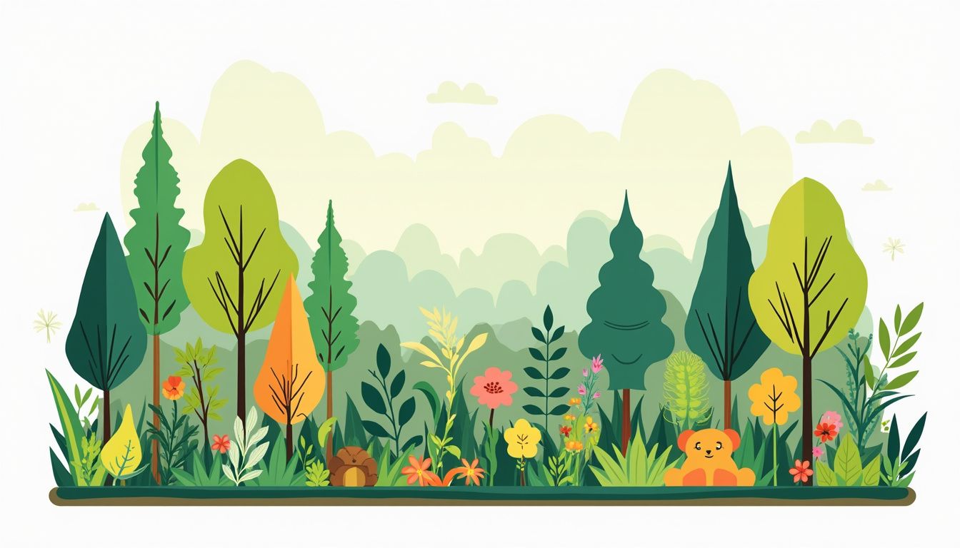 Een gevarieerde permacultuur tuin met planten, bomen en dieren. Een gevarieerde permacultuur tuin met planten, bomen en dieren.