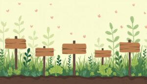 Een flat design illustratie van een natuurlijke permacultuurtuin in Friesland.