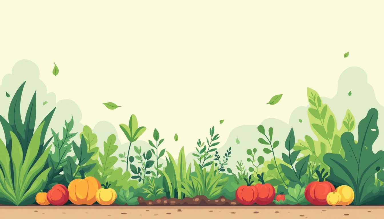 Een minimalistische flat design illustratie van een achtertuinmoestuin.