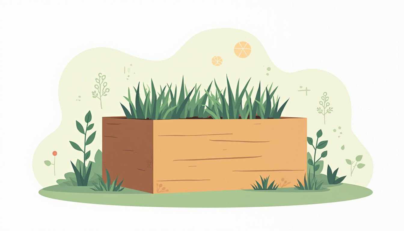 Een moderne, minimalistische platte illustratie van een verhoogde tuinbed. Een moderne, minimalistische platte illustratie van een verhoogde tuinbed.