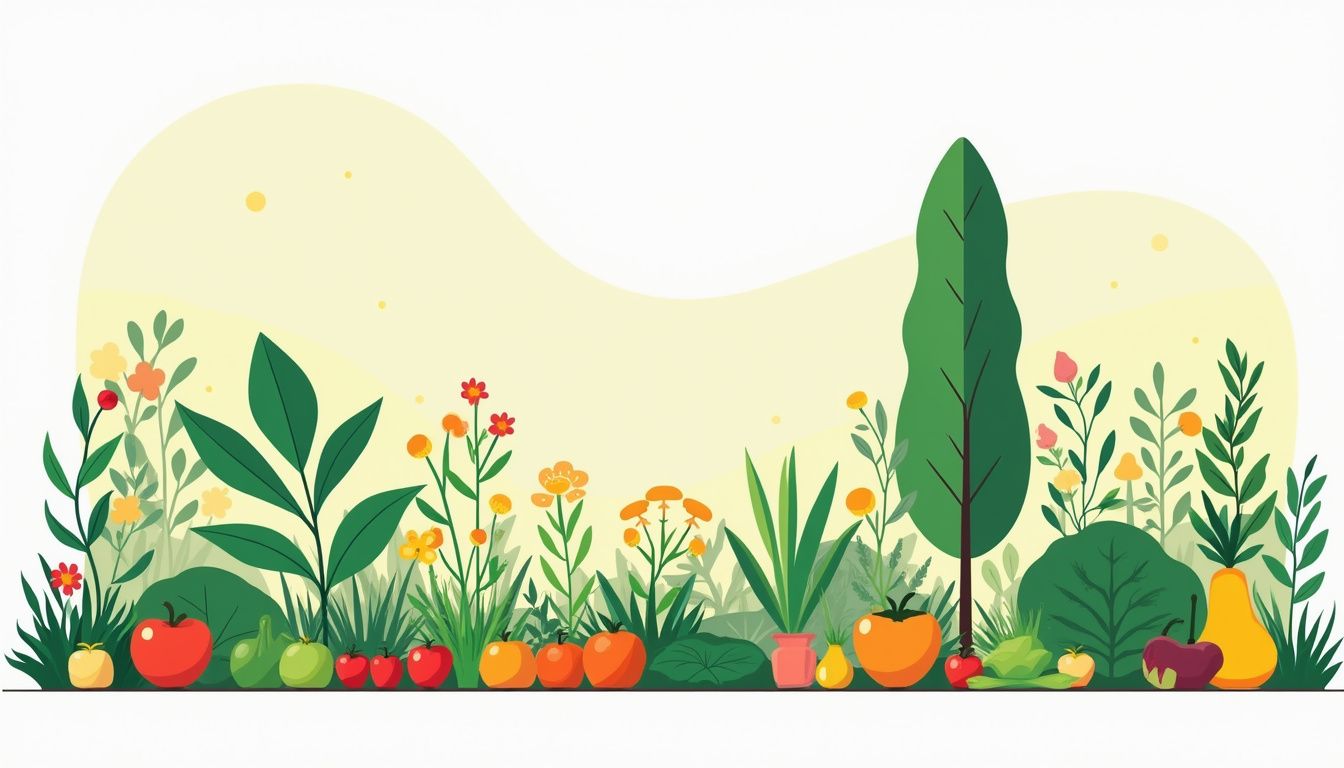 Een minimalistische flat design illustratie van een permacultuur tuin. Een minimalistische flat design illustratie van een permacultuur tuin.