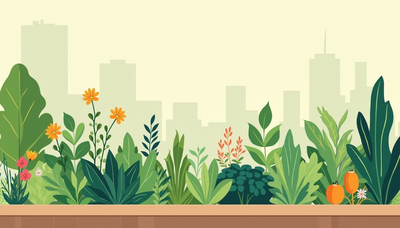 Een moderne en minimalistische flat design illustratie van een bloeiende daktuin in Zwolle. Een moderne en minimalistische flat design illustratie van een bloeiende daktuin in Zwolle.